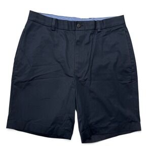 Brooks Brothers Advantage Chino Shorts Mens 33 Navy Blue Stretch Cotton 9 Inseam
